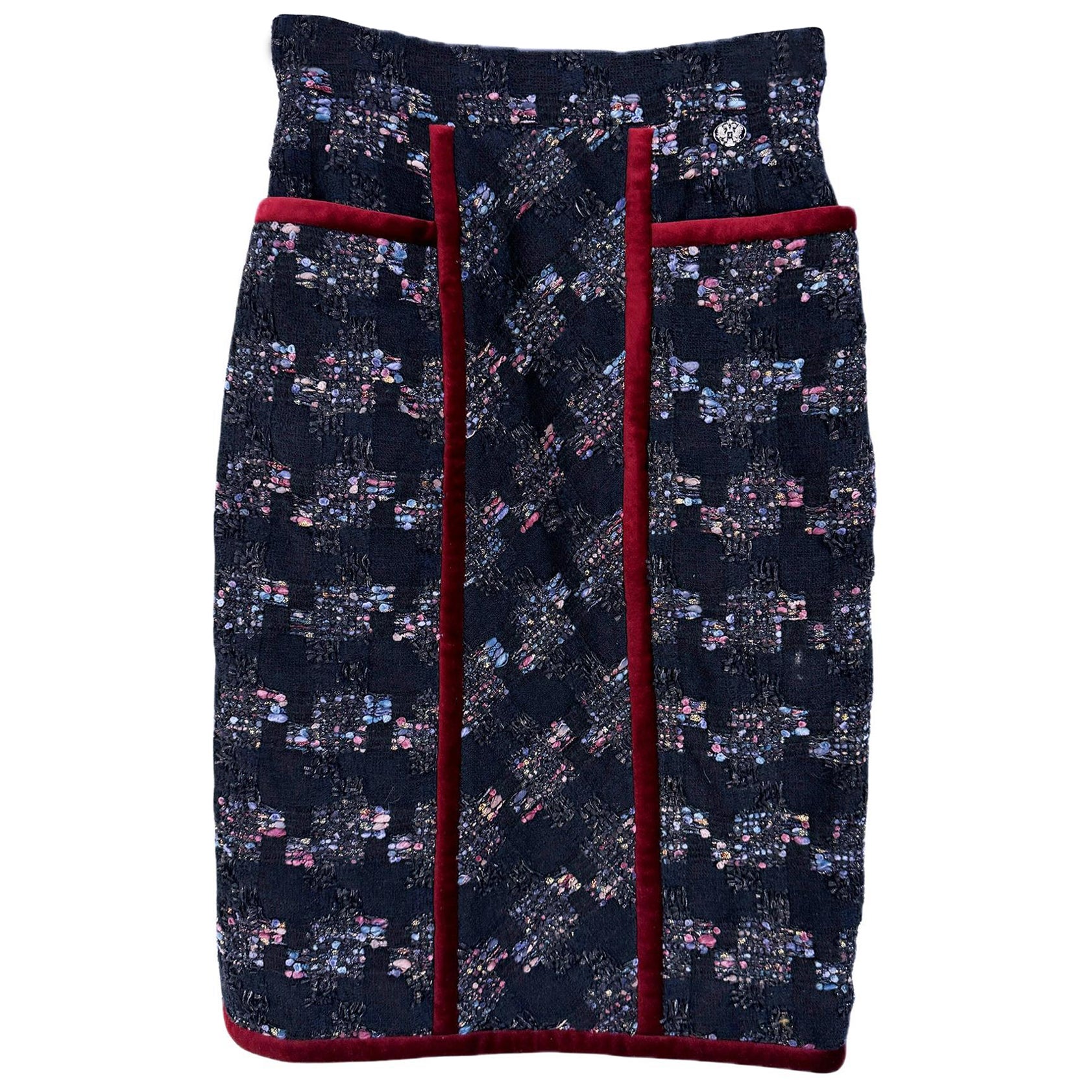 Chanel 4K$ Falda de tweed negra estilo Keirah Knightley 34 FR