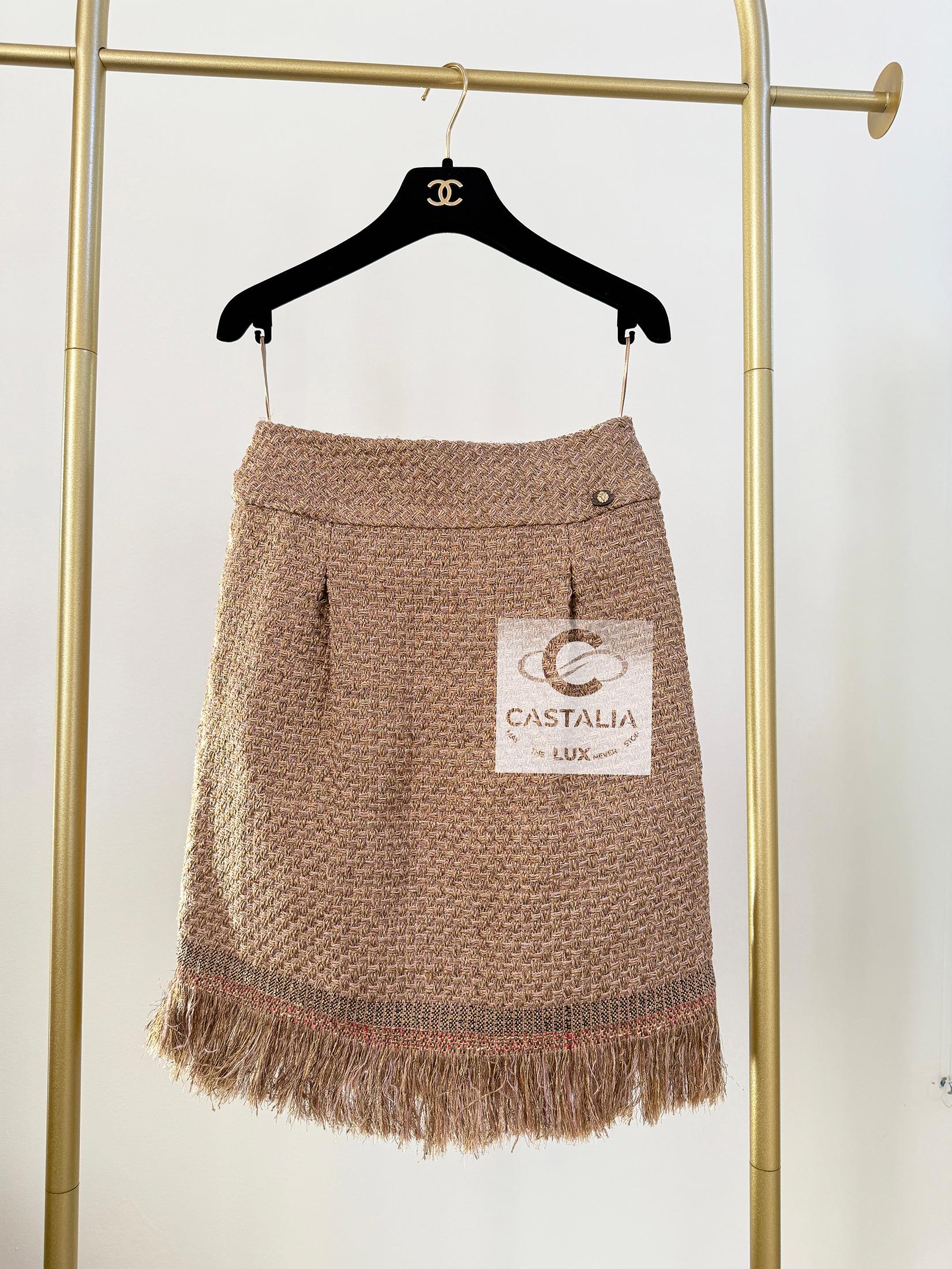 Marrone Chanel 4K$ New Paris / Cosmopolite Lesage Gonna in tweed 38 FR in vendita