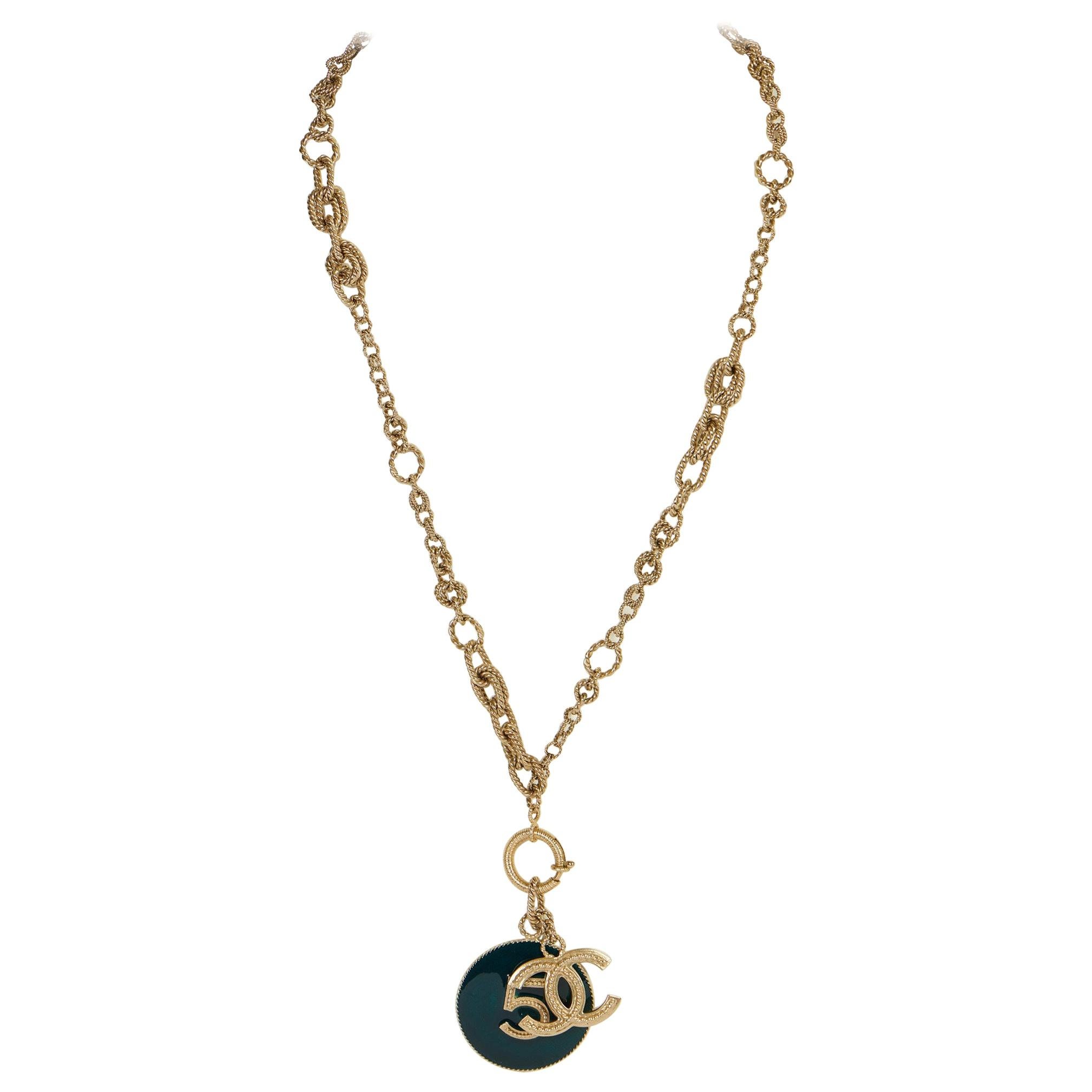 Chanel 5 & CC Lange Silber-Halskette