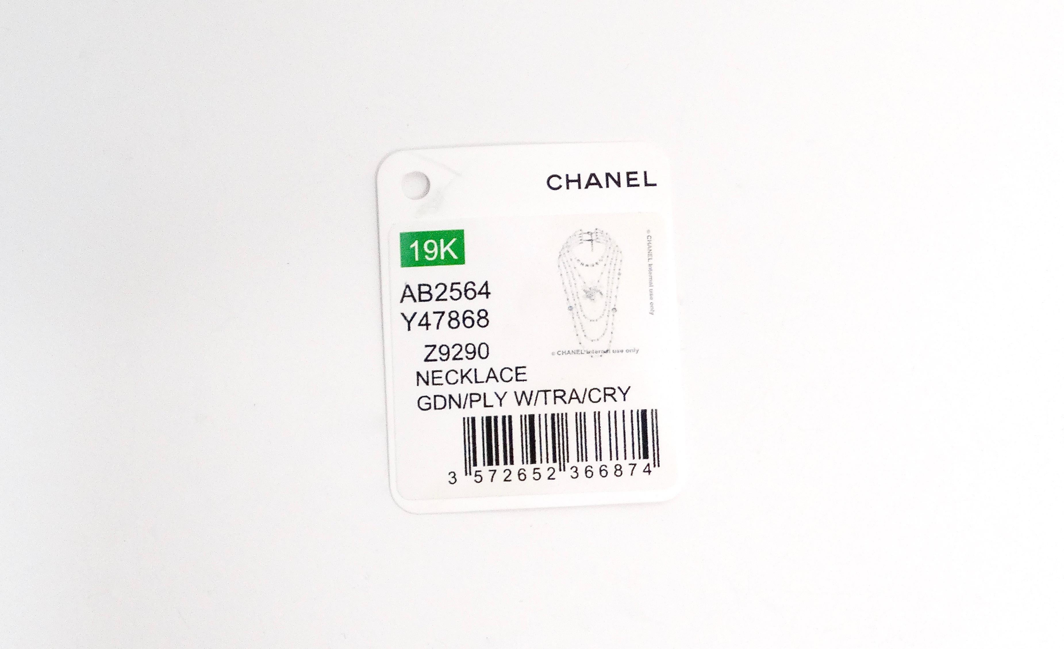 Collana Chanel con motivo floreale a 5 strati di perle e perline in vendita 4