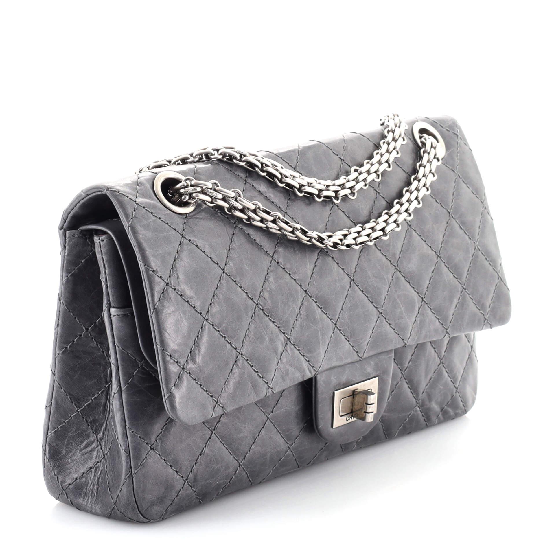 Gray Chanel 50th Anniversary Reissue 2.55 Flap Bag Quilted Aged Calfskin 225