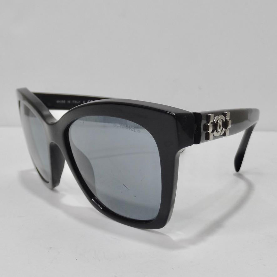 Chanel 5313 CC Butterfly Signature Sunglasses Black In Good Condition In Scottsdale, AZ