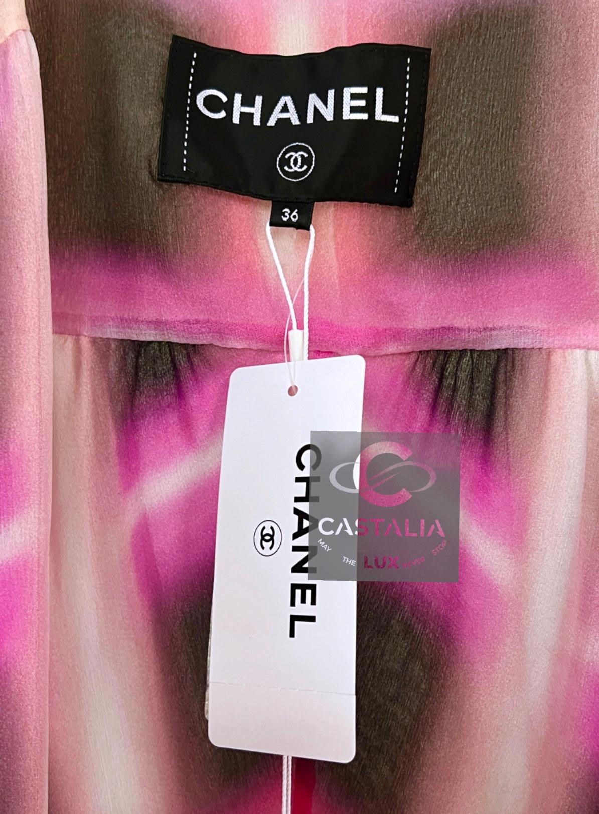 Chanel 5K$ CC Logo Muslin Silk Coat Dress For Sale 5