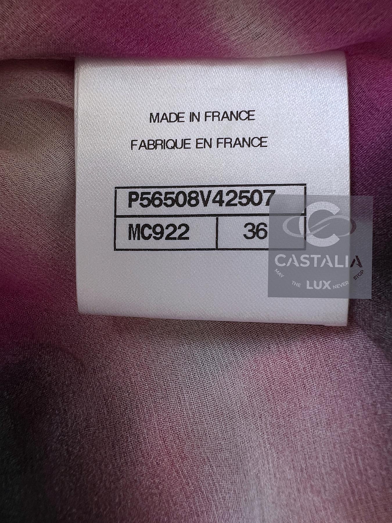 CHANEL 5K$ CC Logo Seda Muselina Abrigo 36 FR en venta 9