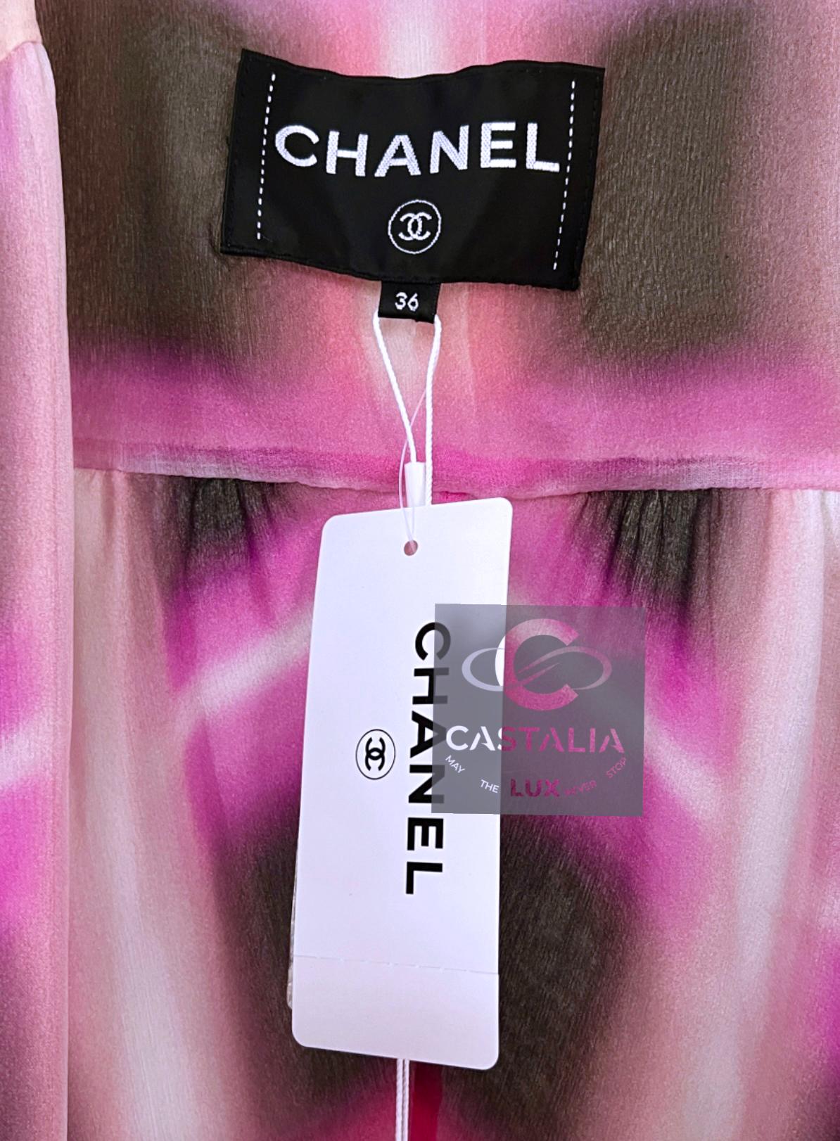 CHANEL 5K$ CC Logo Seda Muselina Abrigo 36 FR en venta 2