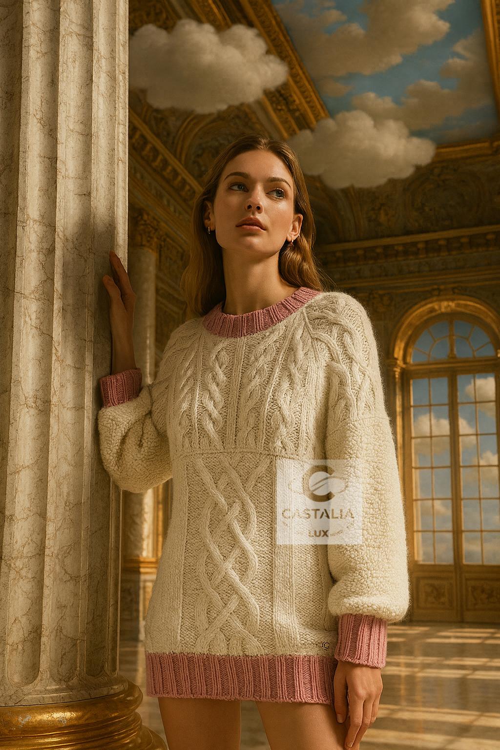 ~  Issue de la célèbre collection Métiers d'Art Paris / EDINBURGH 2013, portée par Cara Delevingne sur le Runway, cette rareté de collection est un tricot qui transcende la notion de pull et entre dans le domaine des reliques de la couture.

~ 