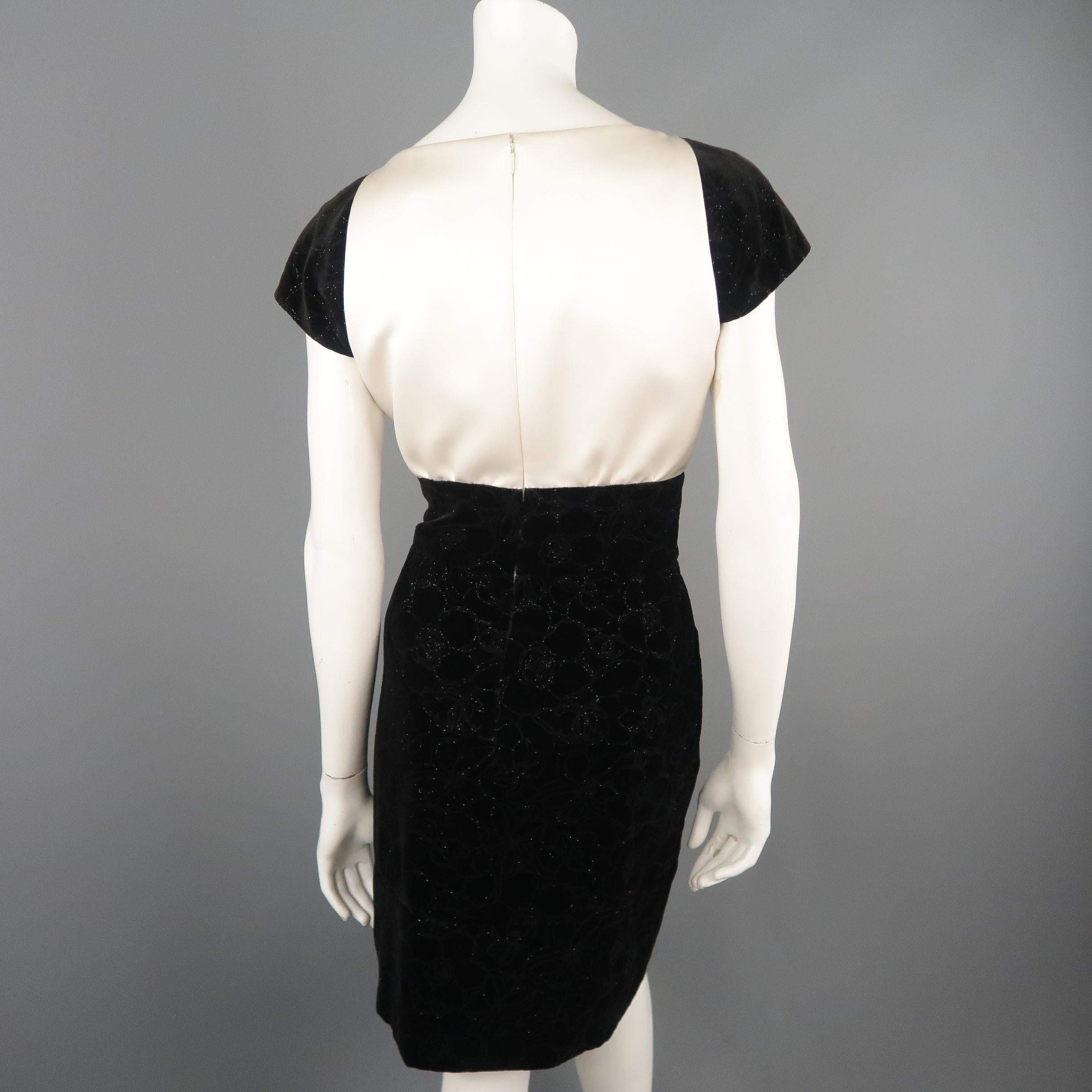 CHANEL 6 Black & White Supermaret FW 2014 Collection Satin Sparkle Velvet Dress 6