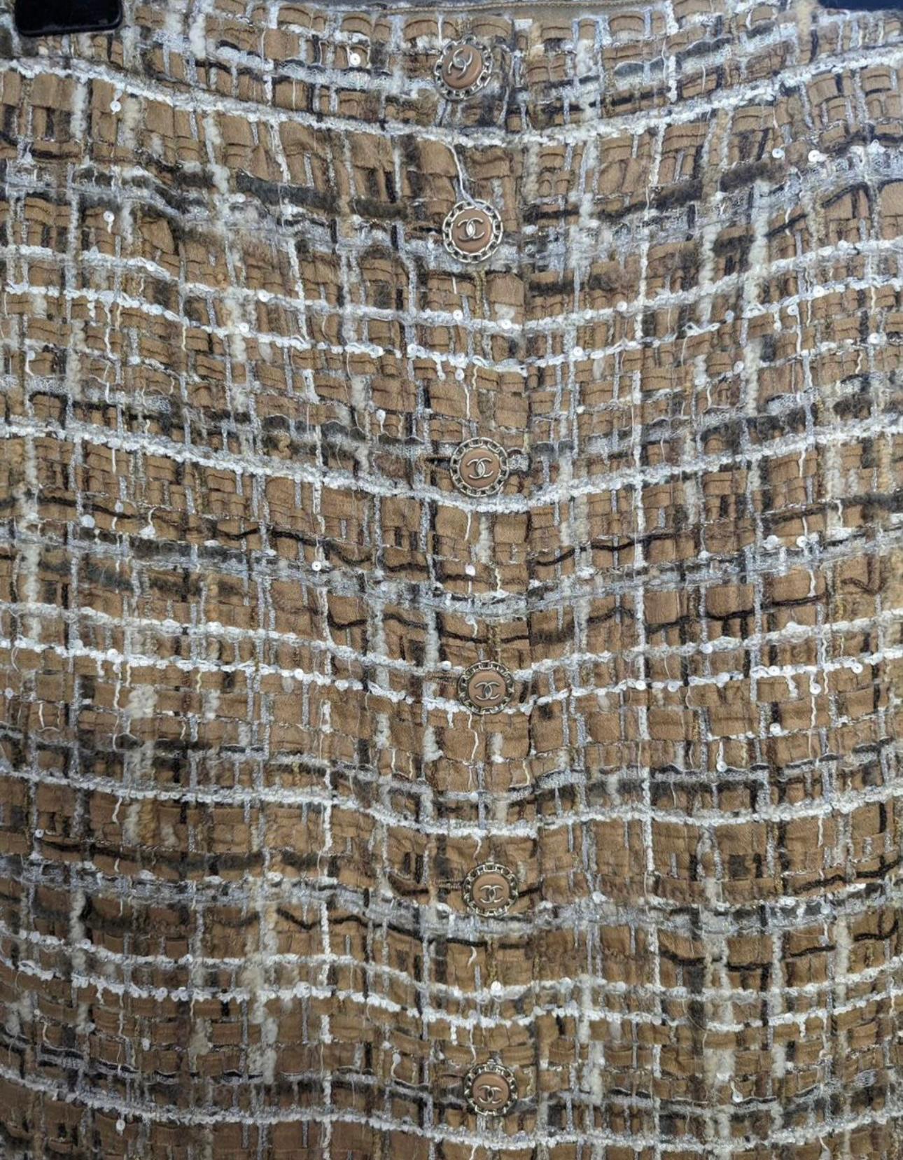 Chanel 6K$ Beige Ribbon Tweed Skirt 3