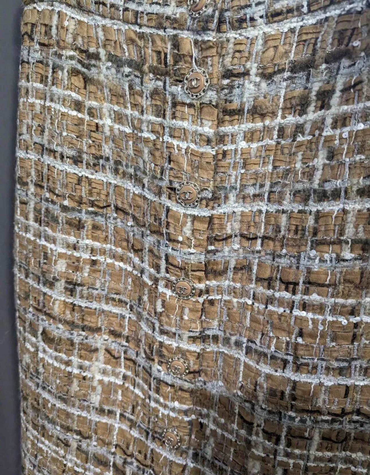 Chanel 6K$ Beige Ribbon Tweed Skirt 4