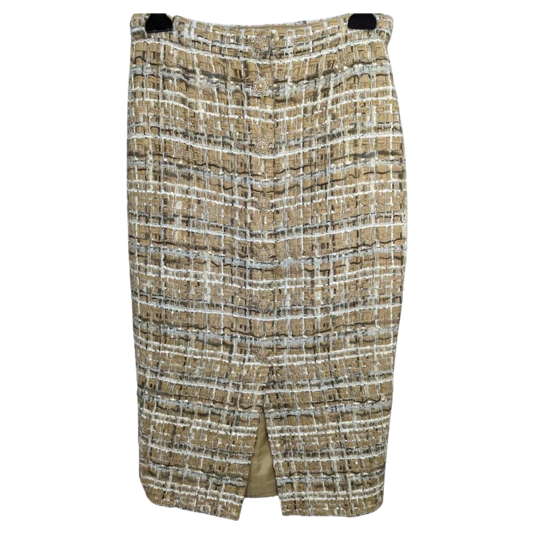 Chanel 6K$ Beige Ribbon Tweed Skirt