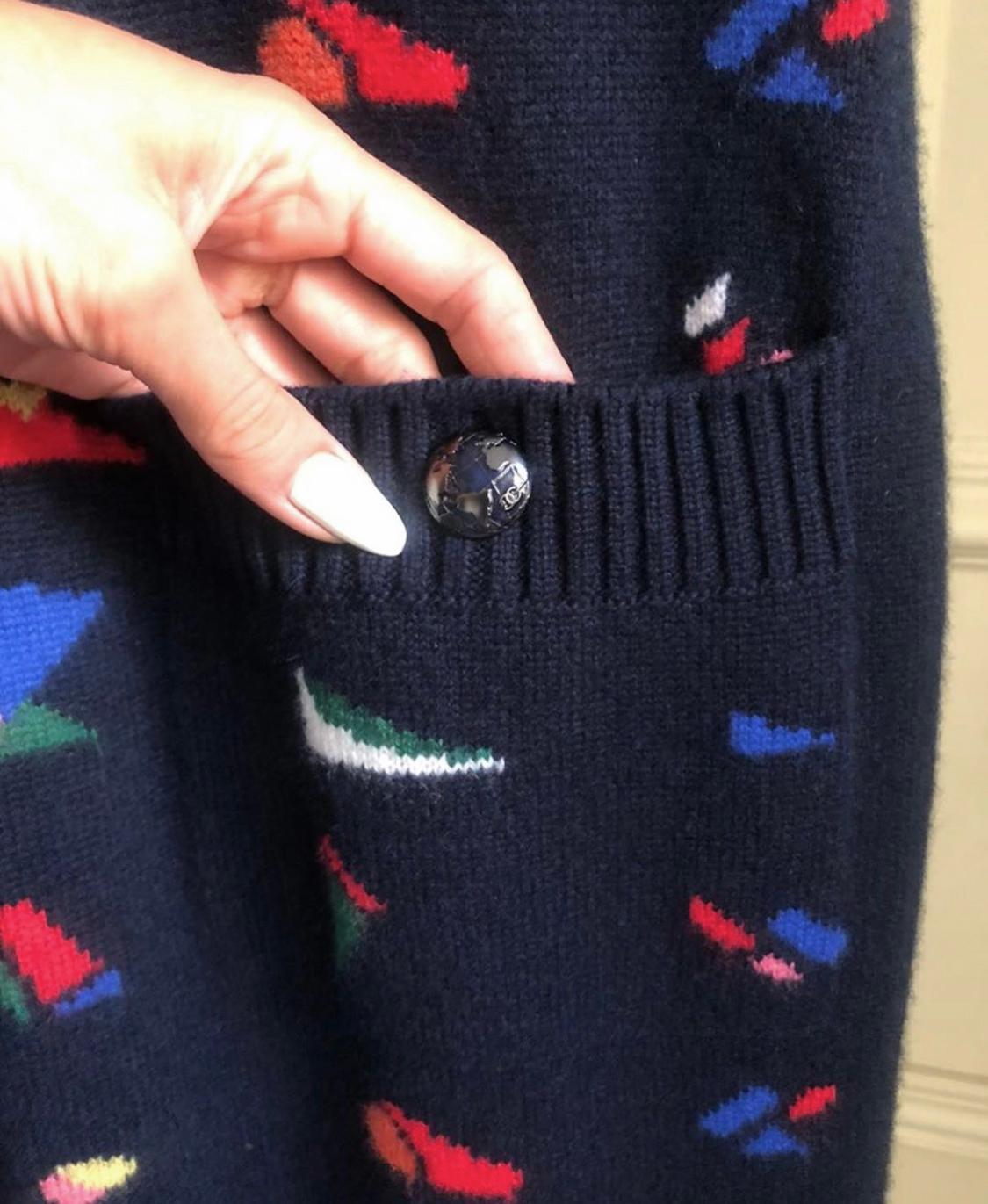 Women's or Men's Chanel 6K$ CC Globe Buttons Maxi Cashmere Dress 36 FR