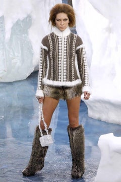CHANEL 6K$ New ARCTIC ICE Iconic Fluffy Cardigan 42 FR