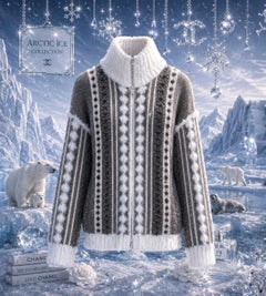 CHANEL 6K$ New ARCTIC ICE Iconic Fluffy Cardigan 42 FR