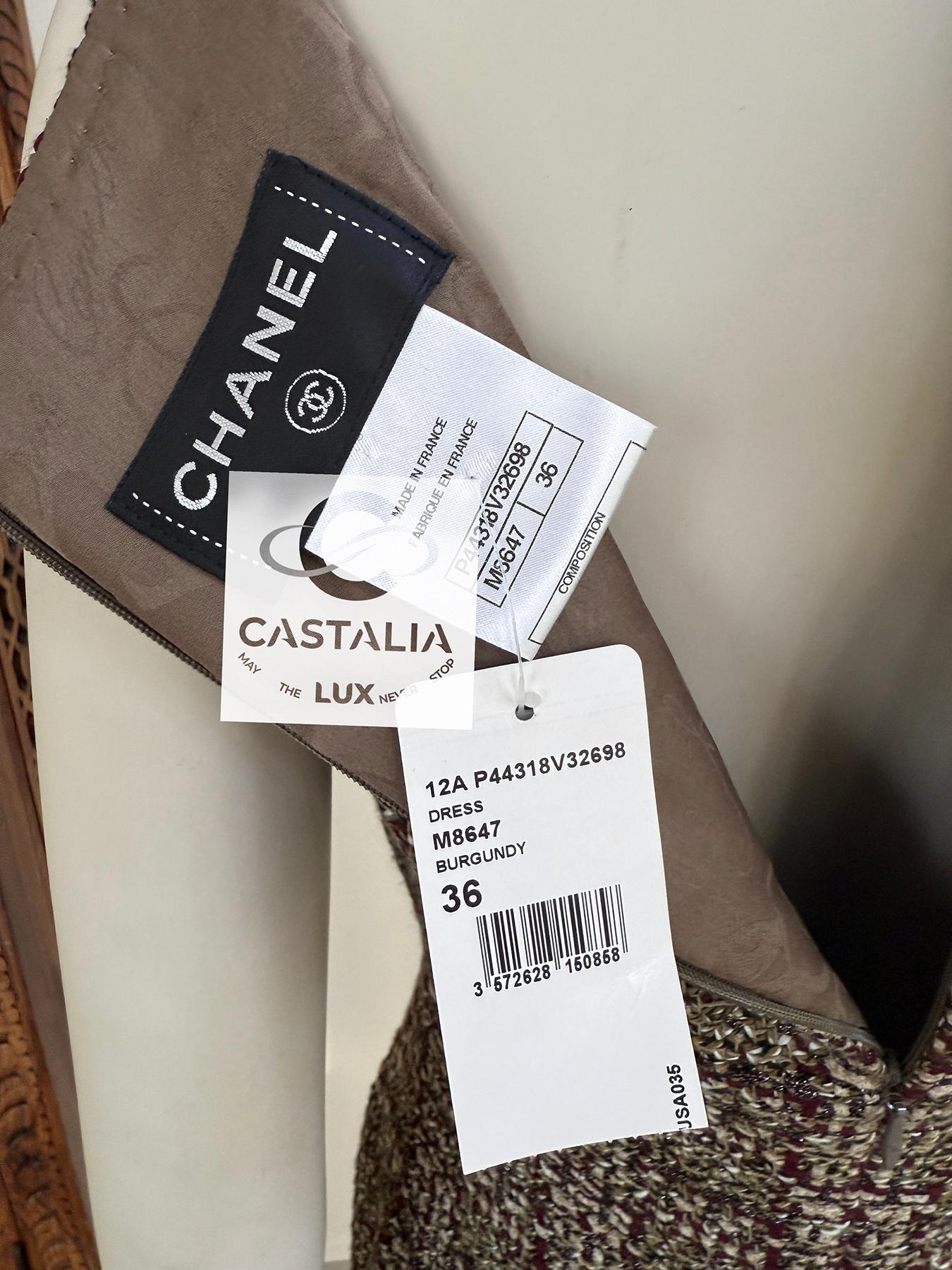 Brown Chanel 6K$ New Paris / Edinburgh Lesage Tweed Dress 36 FR For Sale