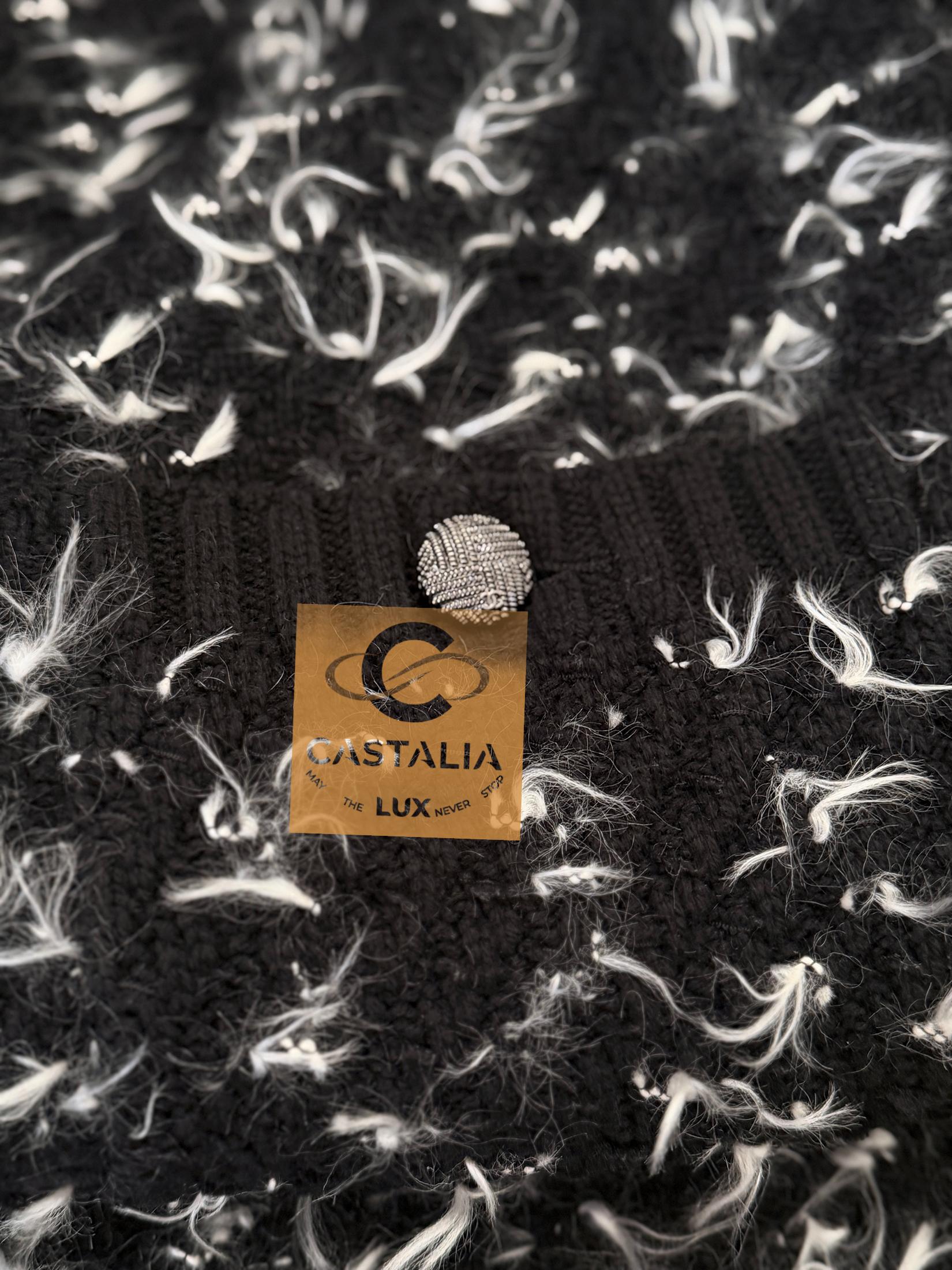 CHANEL 6K$ New Paris / Salzburg CC Buttons Fluffy Dress 40 FR en vente 1