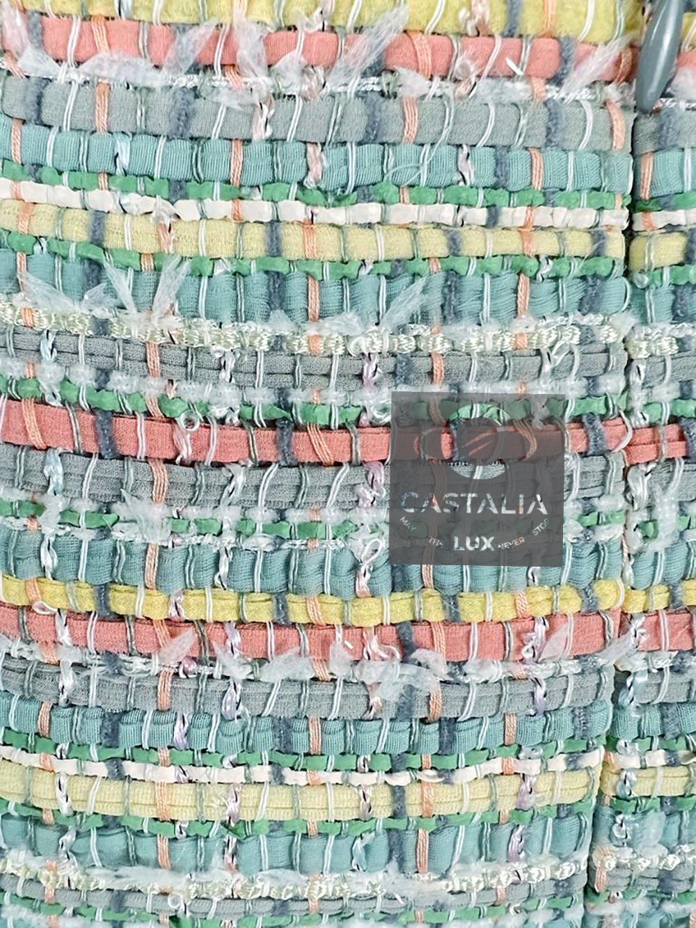 Chanel 6K$ Ribbon Tweed Skirt in Pastels In Excellent Condition In Dubai, AE