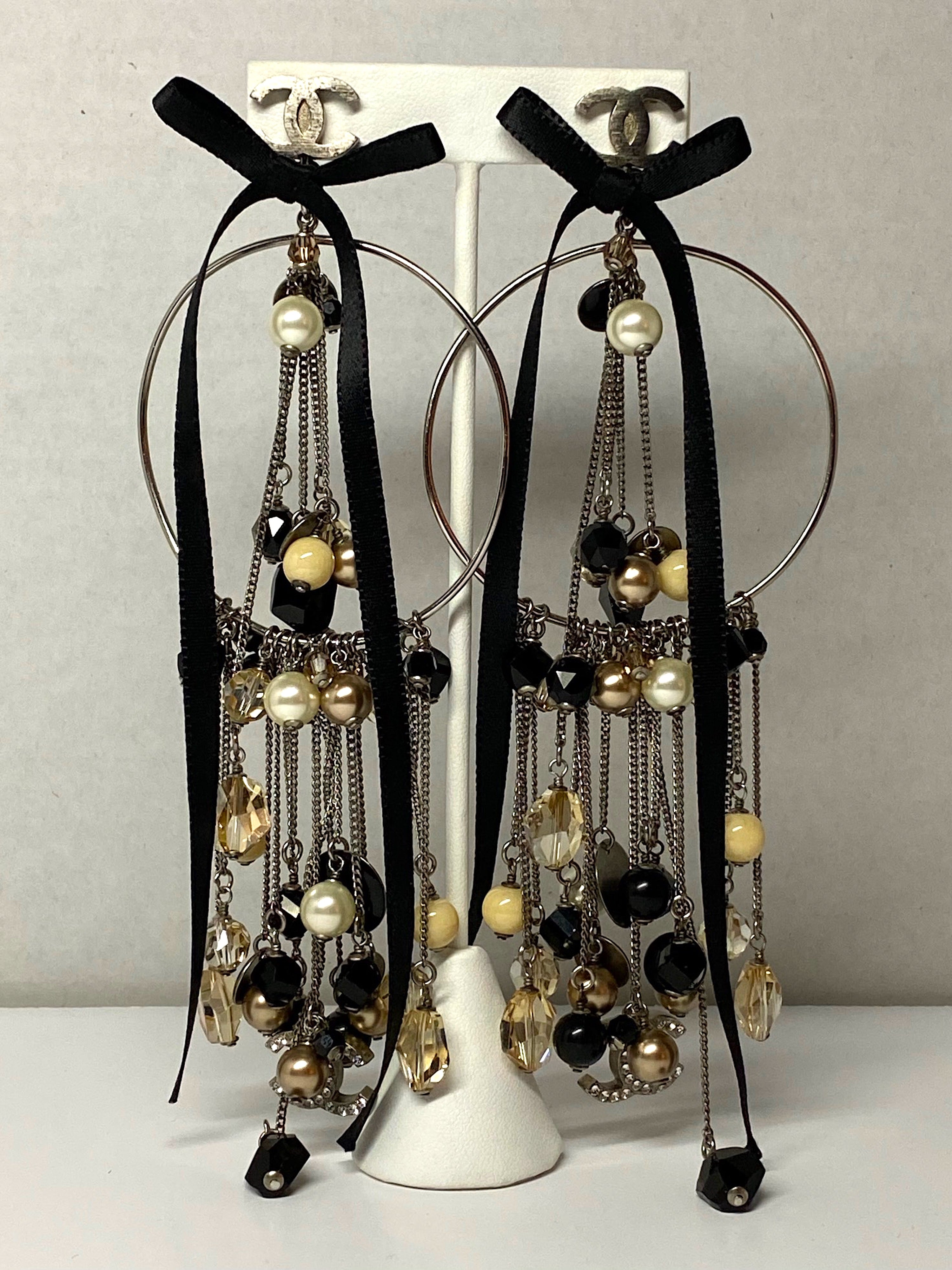 chanel ribbon earrings