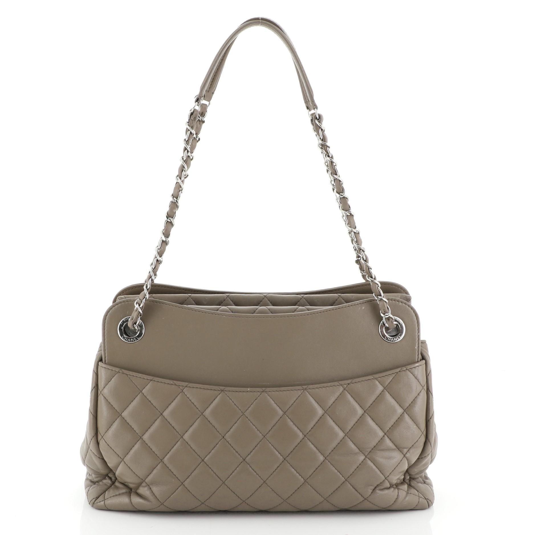Gray Chanel 7 Tote Quilted Lambskin Large