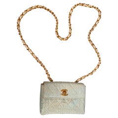 Chanel 70s light blue canvas small Bag