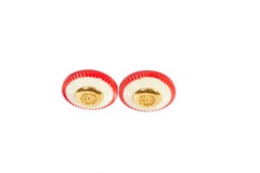 Chanel 70s Red & White Clip Earrings