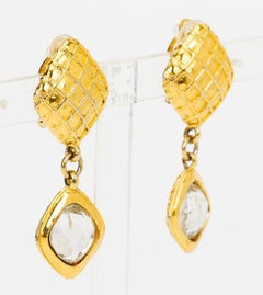 Chanel 70's Waffle Crystal Earrings