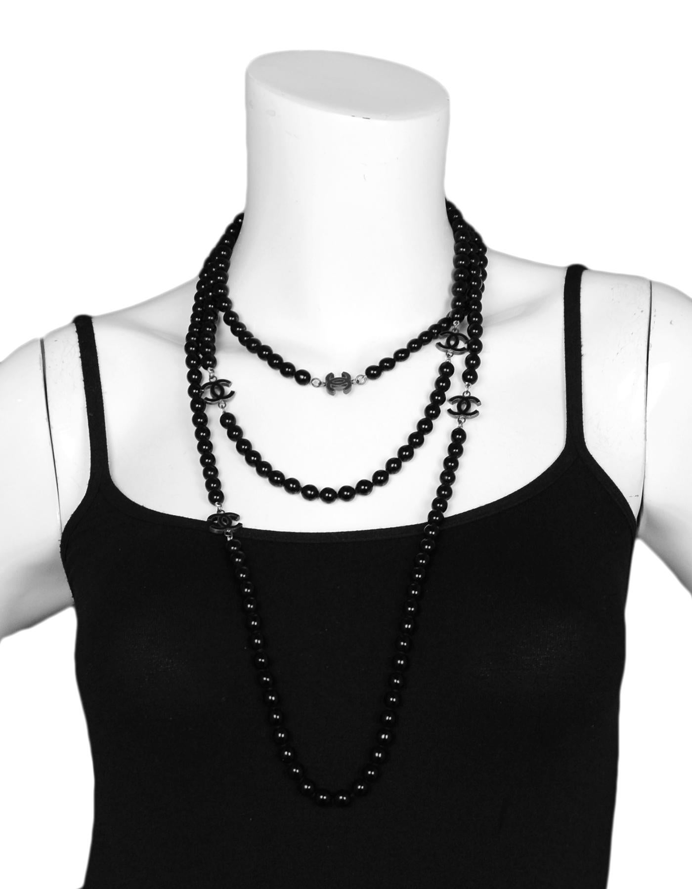 Chanel Black Bead CC Necklace 72
