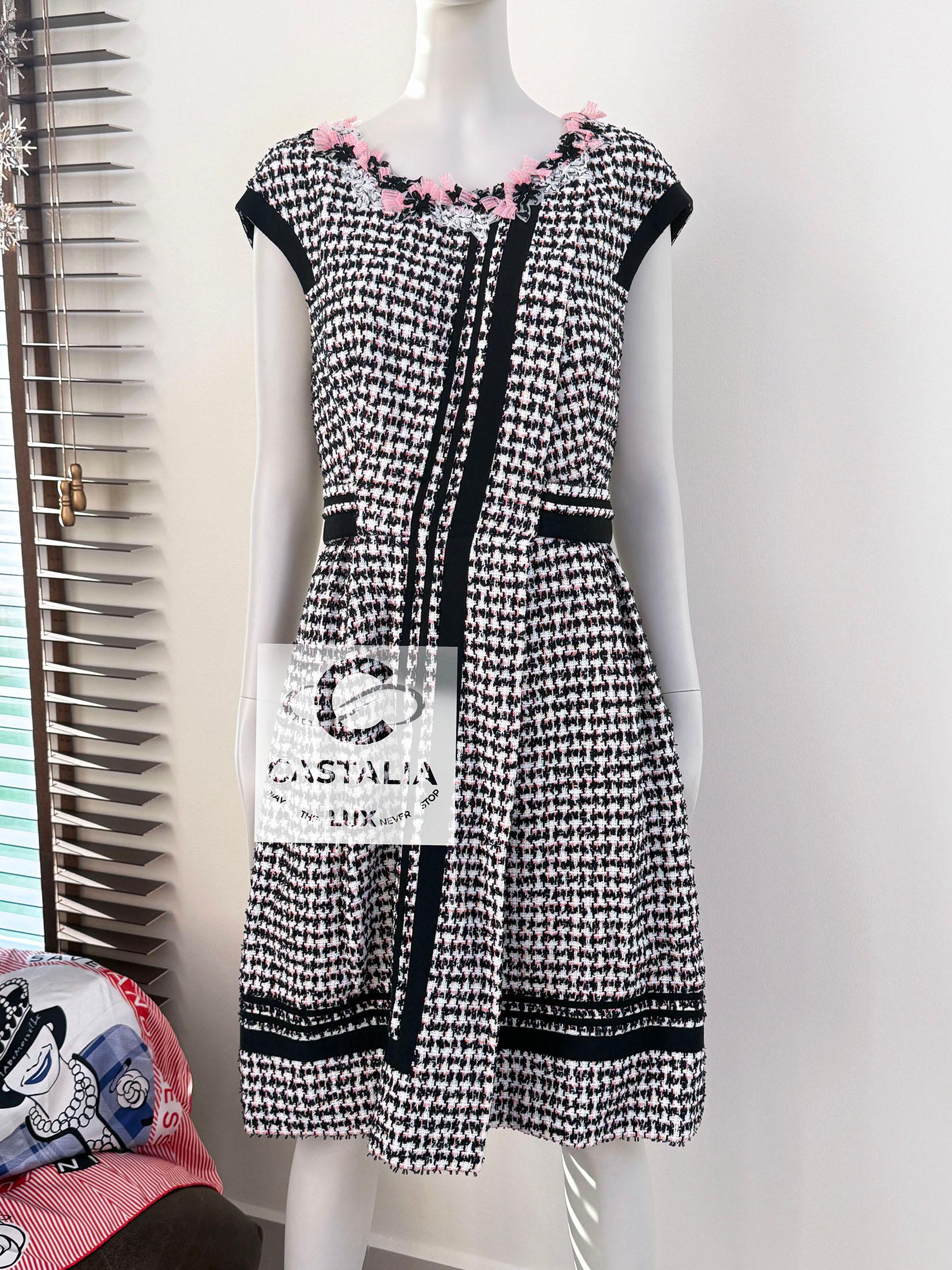 Chanel 7K$ Floral Embellished Runway Tweed Dress 42 FR 4