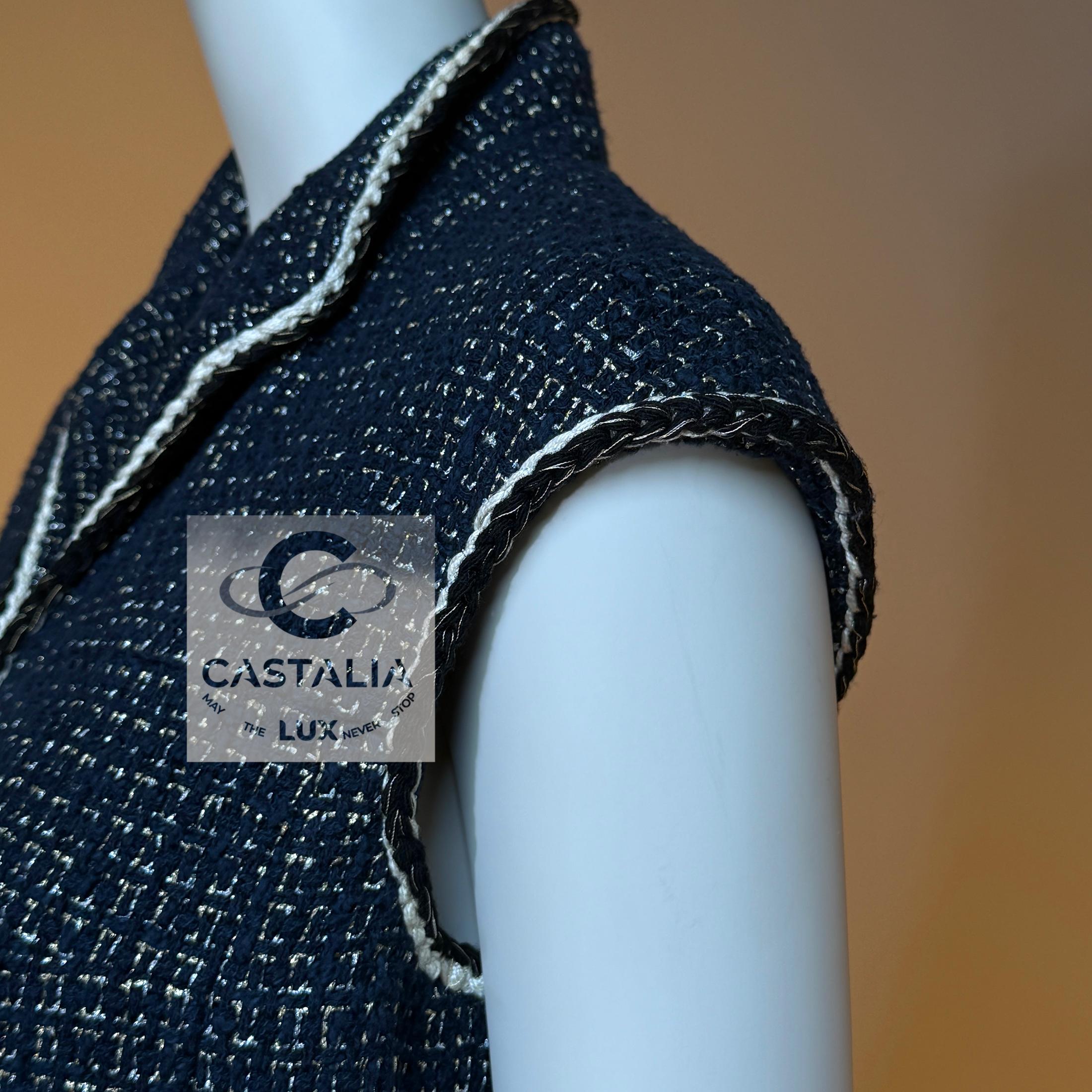 Chanel 7K$ Giacca in tweed illuminata Gilet 34 FR in vendita 6
