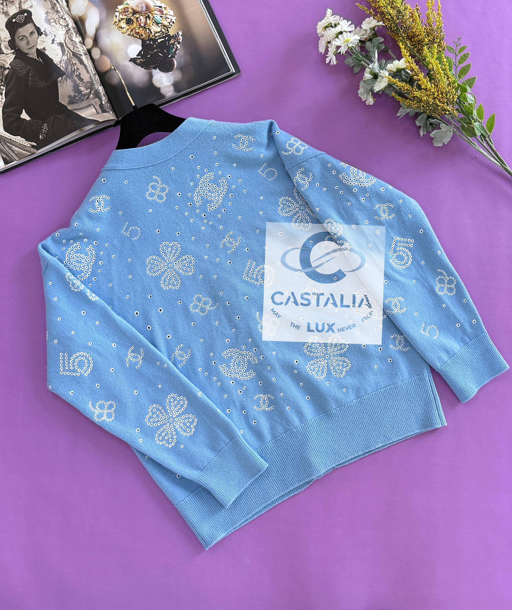 Chanel 7K$ New 2024 Spring Embroidered Cashmere Cardigan 40 FR 6