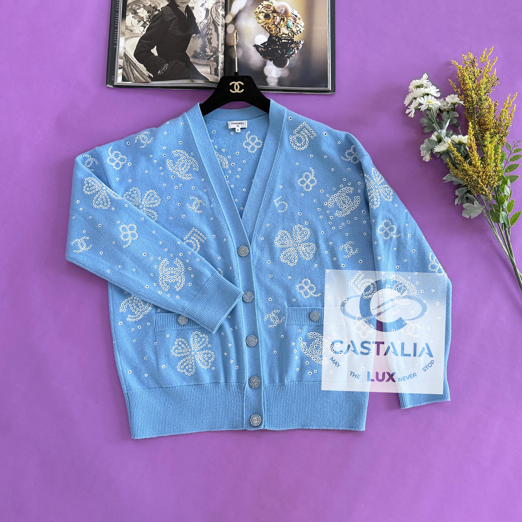 Chanel 7K$ New 2024 Spring Embroidered Cashmere Cardigan 40 FR 1