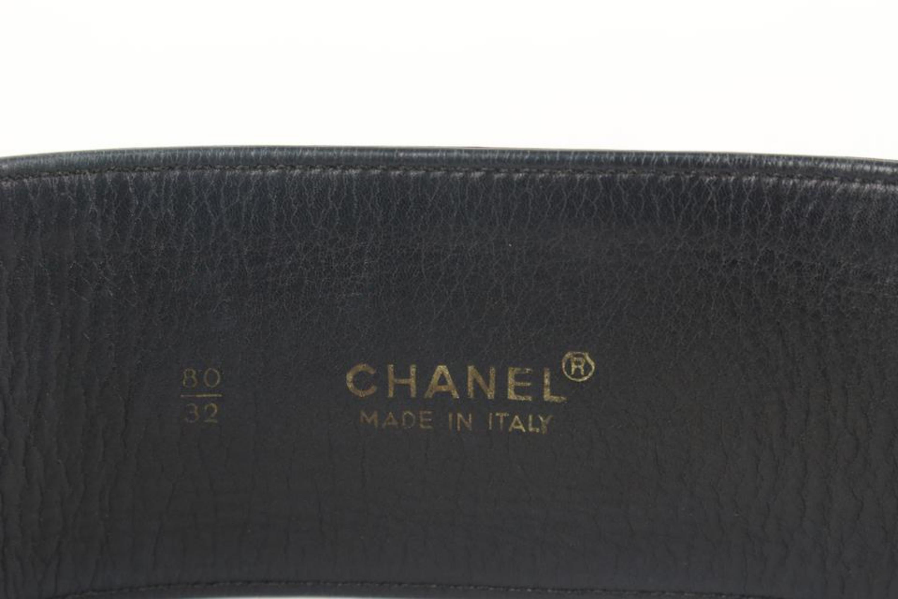 Ceinture Chanel 80/32 en cuir d'agneau matelassé noir 107c46 en vente 6