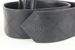 Chanel 80/32 Cintura in pelle d'agnello trapuntata nera 107c46