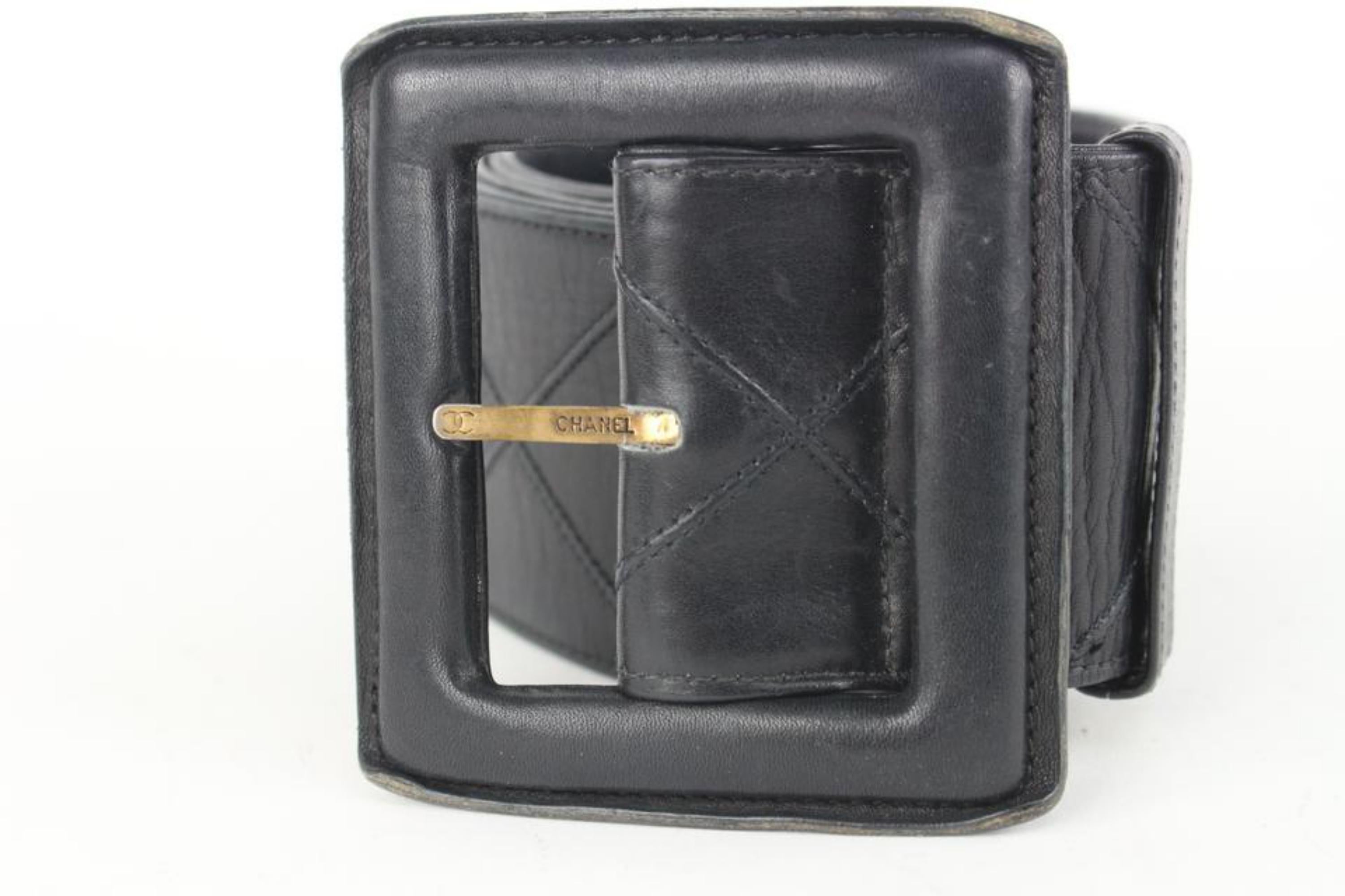 Men's Chanel 80/32 Black Quilted Lambskin Belt 107c46 For Sale