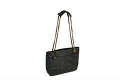 Chanel 80s Black Vintage Leather Shoulder Chain Medium Bag