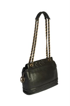 Chanel 80s Black Vintage Shoulder Bag