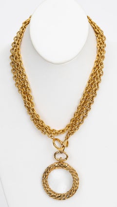 Chanel 80s Gold Tone Loupe Necklace