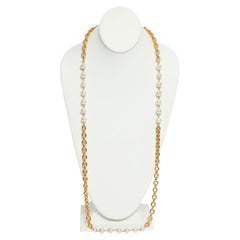 Used Chanel 80s Gripoix Pearl & Gold Sautoir Necklace 