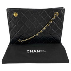 CHANEL 80s Quilted Black / Gold Chain Threaded Small Lambskin Crossbody