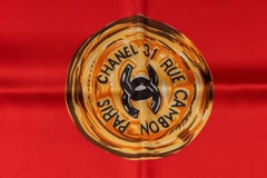 Chanel 80s Red Chains Silk Scarf