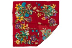 Chanel 80s Red Flower Bouquets Scarf