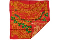 Chanel 80s Red Gripoix Silk Scarf