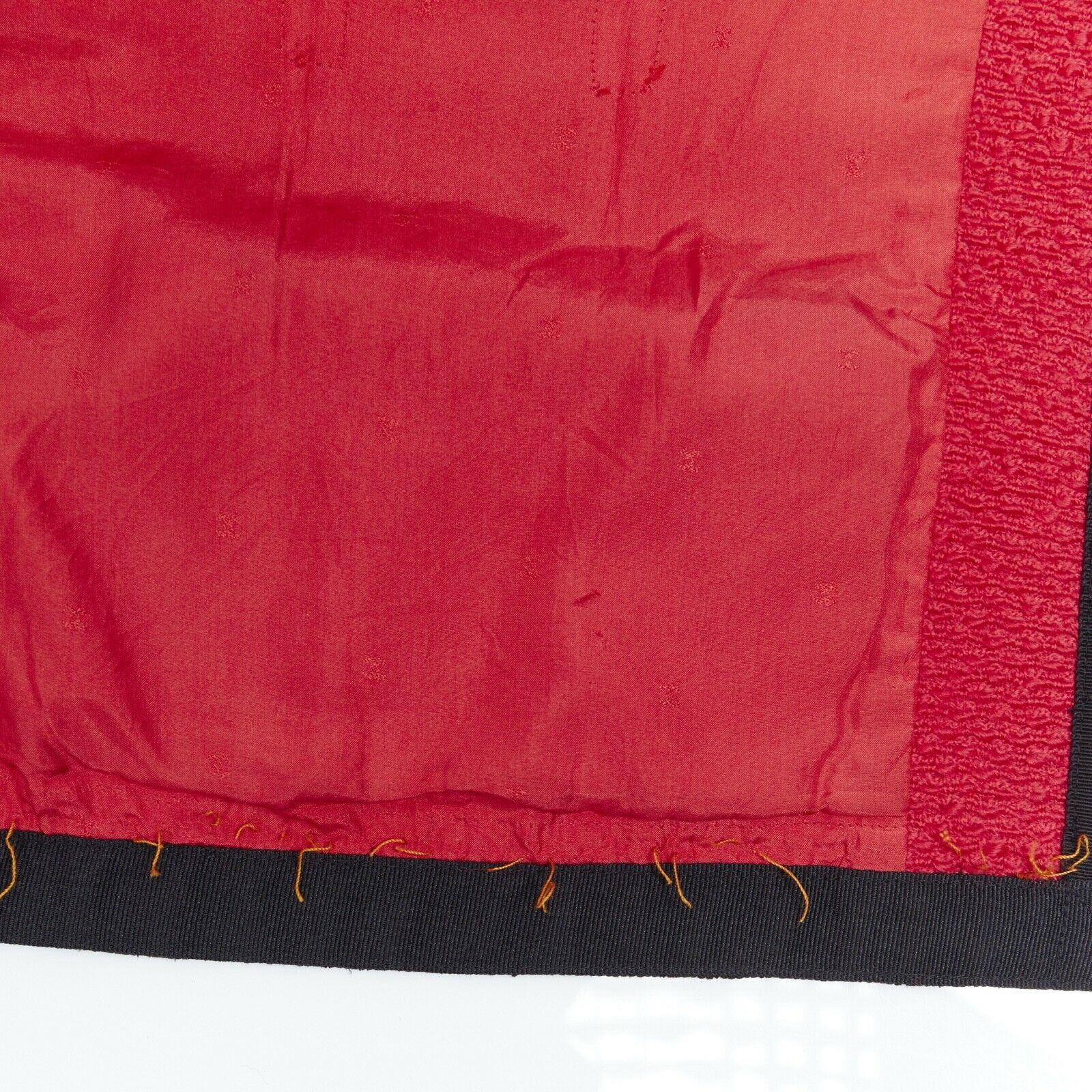 CHANEL 89A vintage red tweed boucle 4 pockets black trim button-up jacket FR42 4