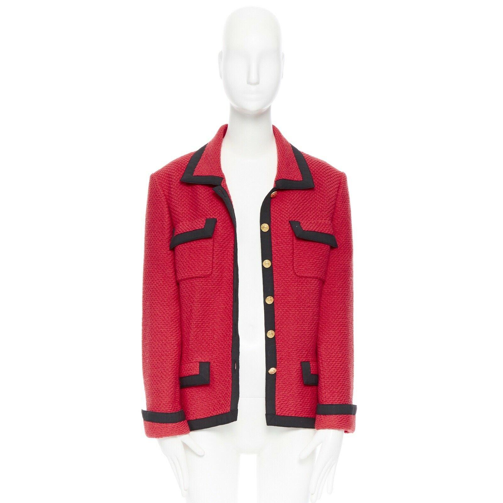 red jacket with black trim