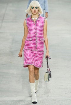 Chanel 8K$ Cara Delevingne Style Runway Tweed Dress 42 FR