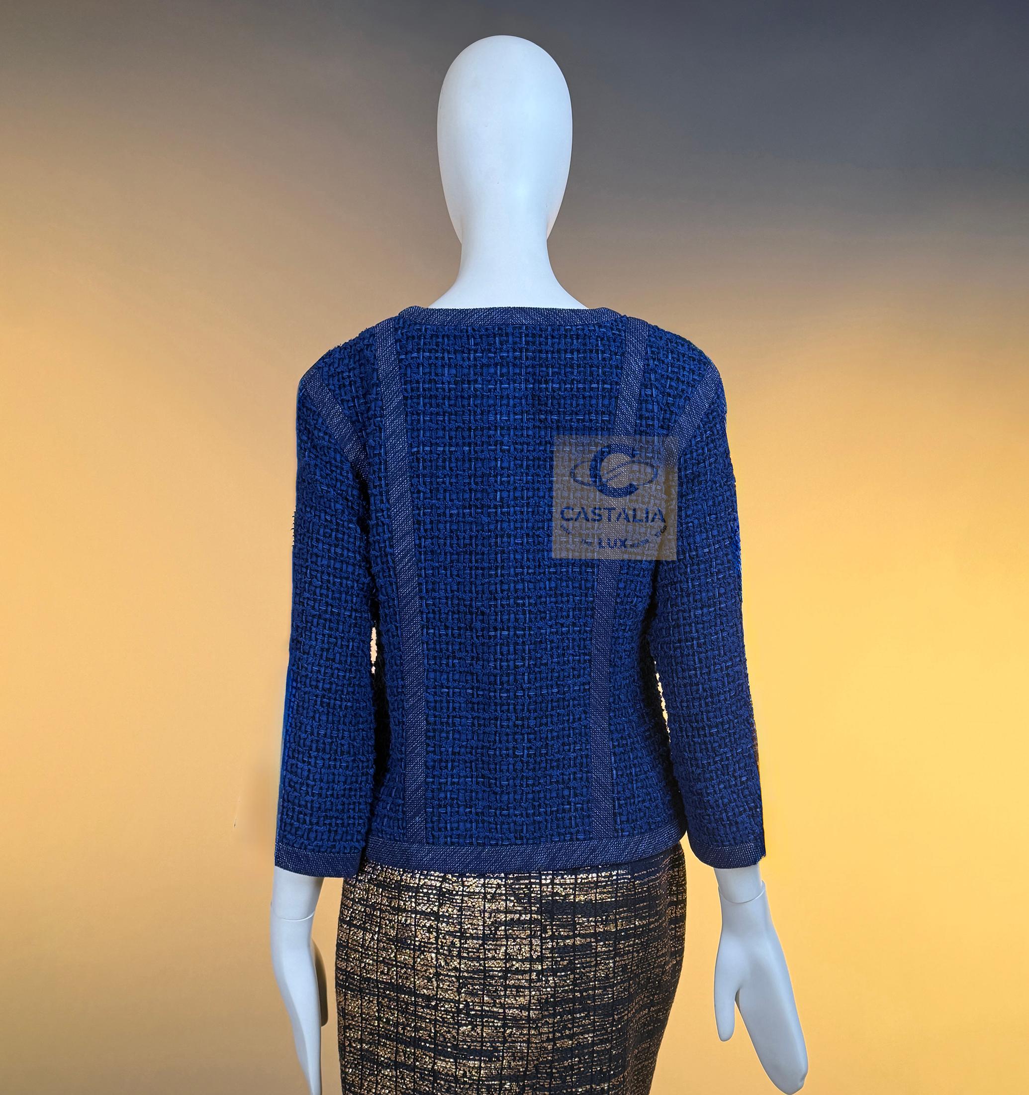 CHANEL 8K$ CC Knöpfe Königsblau Lesage Tweed Jacke 36 FR im Angebot 5