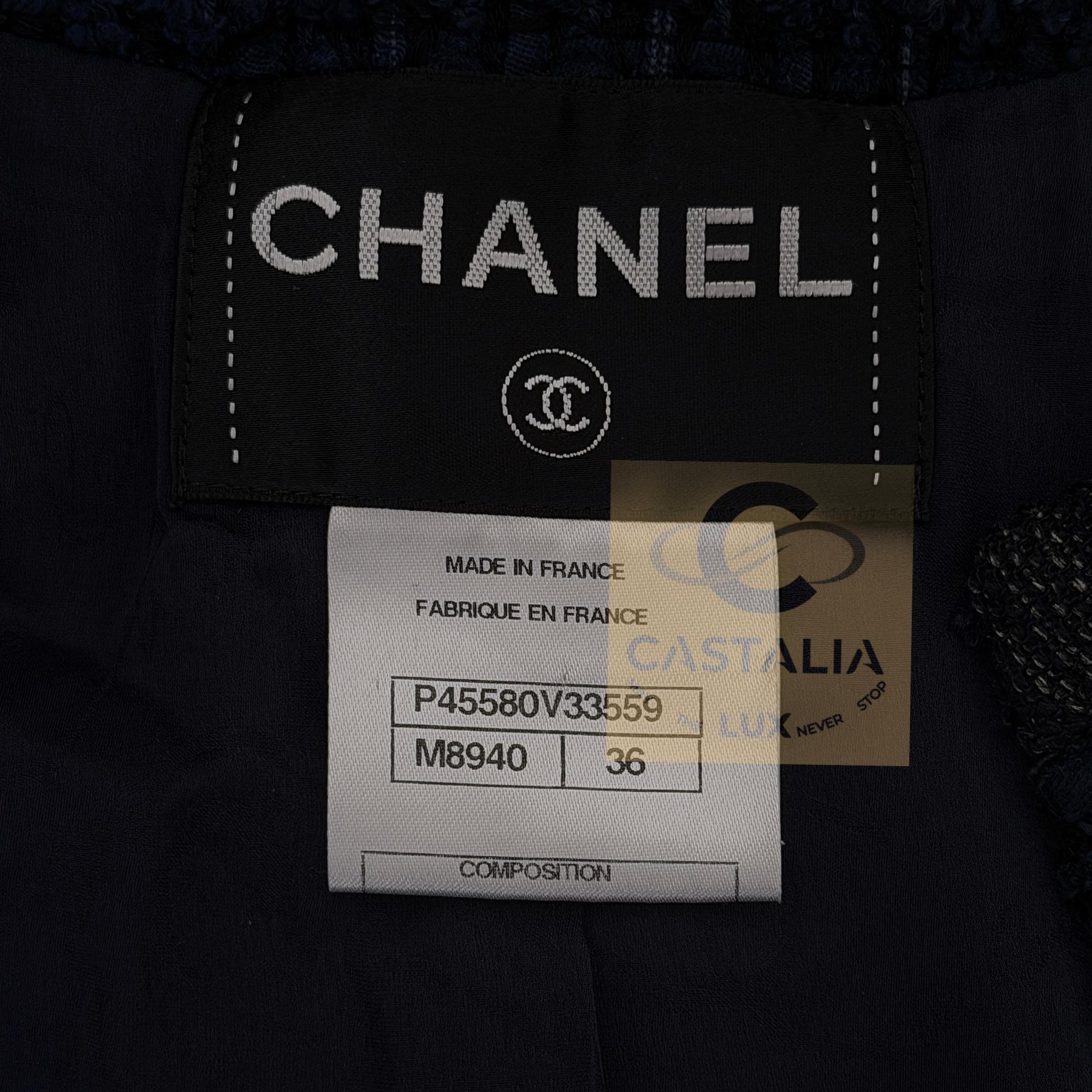 CHANEL 8K$ CC Knöpfe Königsblau Lesage Tweed Jacke 36 FR im Angebot 6