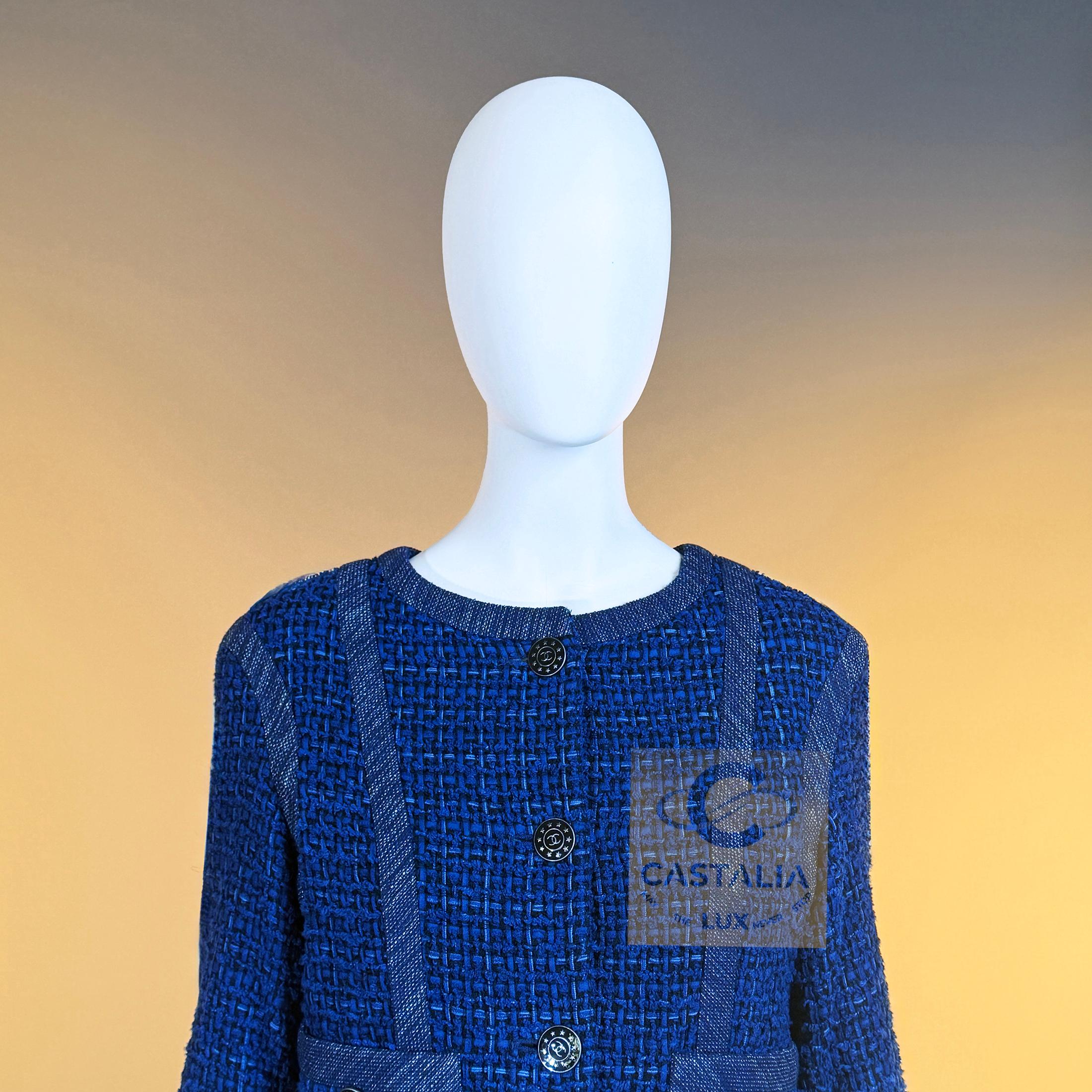 CHANEL 8K$ CC Knöpfe Königsblau Lesage Tweed Jacke 36 FR für Damen oder Herren im Angebot