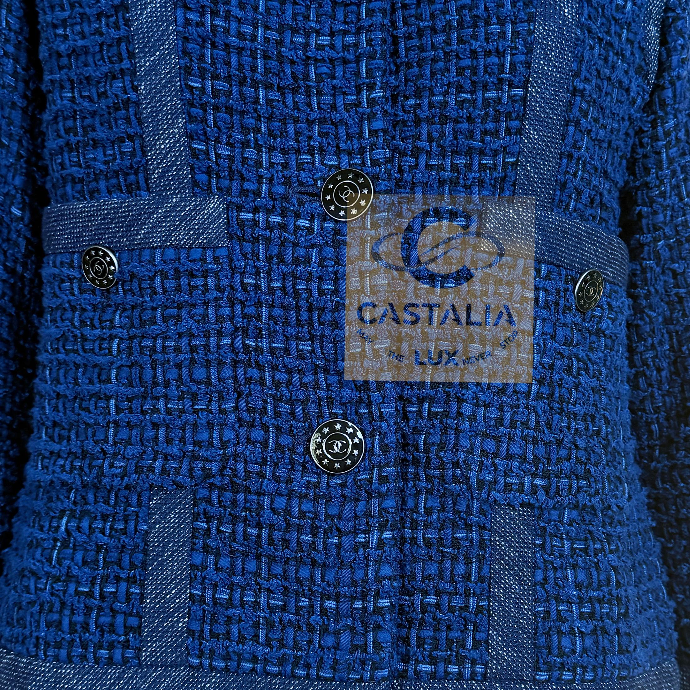 CHANEL 8K$ CC Knöpfe Königsblau Lesage Tweed Jacke 36 FR im Angebot 1