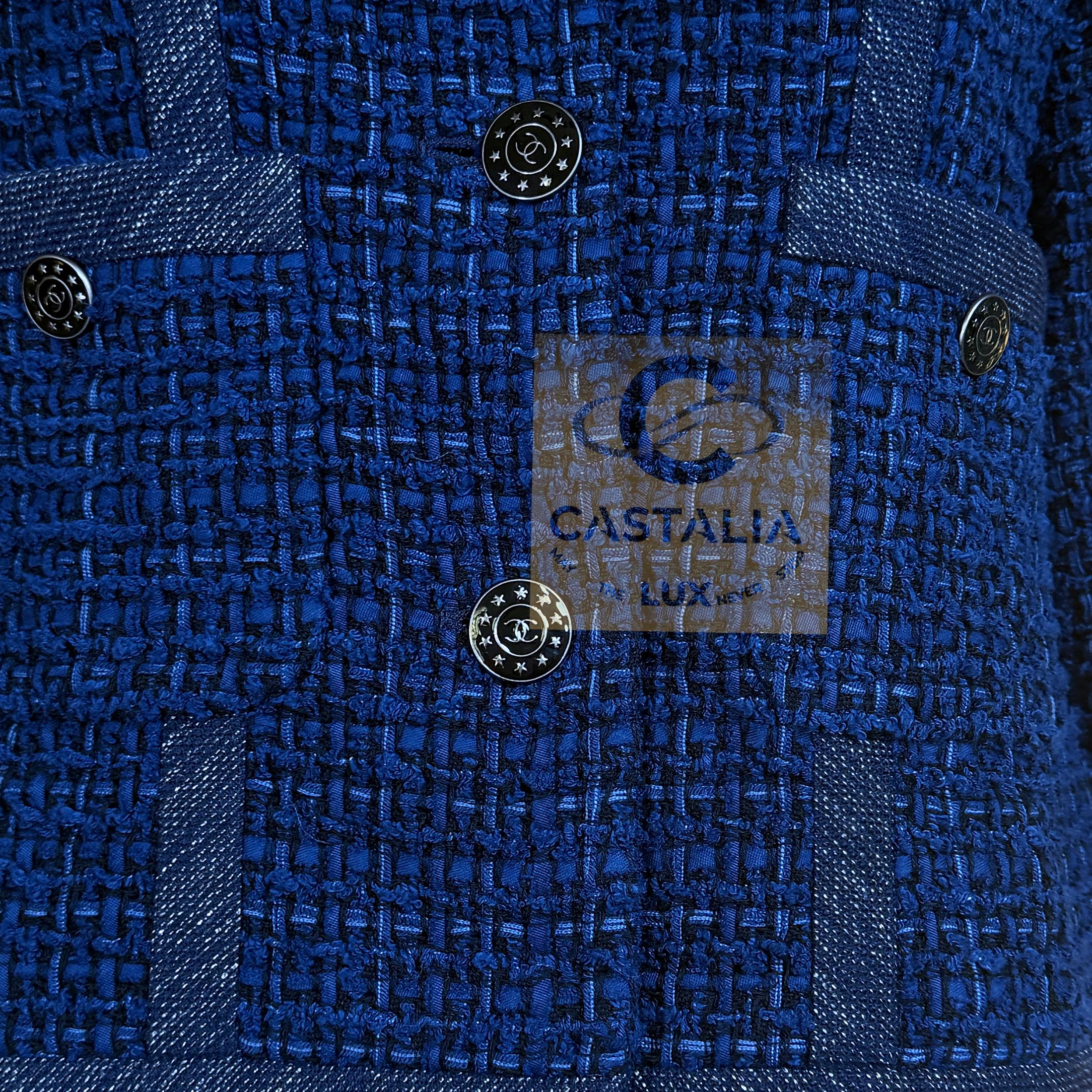 CHANEL 8K$ CC Knöpfe Königsblau Lesage Tweed Jacke 36 FR im Angebot 2