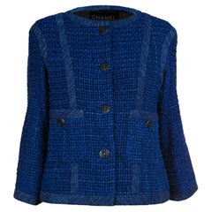CHANEL 8K$ CC Buttons Royal Blue Lesage Tweed Jacket 36 FR